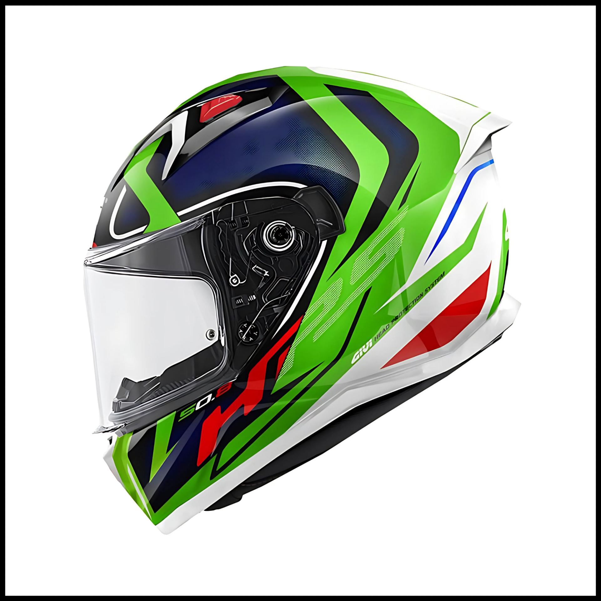 GIVI 50.8 RACER BEYAZ-YEŞİL-MAVİ KAPALI KASK