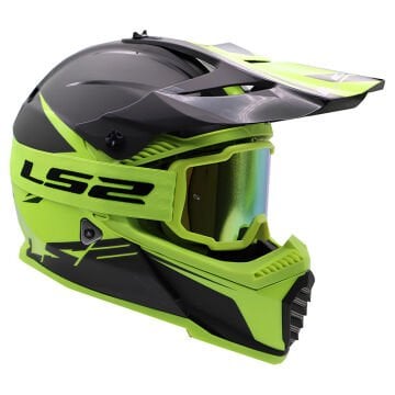 LS2 CHARGER GOGGLES MOTOKROS GÖZLÜK (IRIDIUM CAMLI) NEON SARI